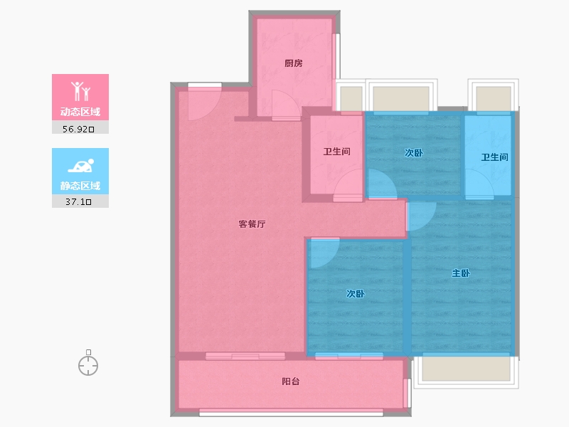 江苏省-苏州市-金地自在春晓-84.80-户型库-动静分区