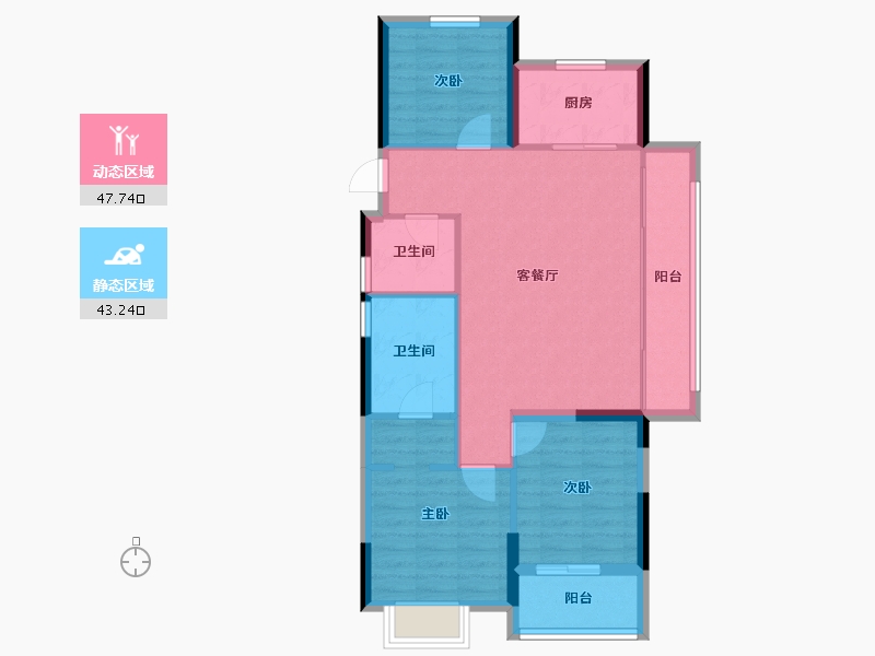 浙江省-金华市-都会文澜-82.22-户型库-动静分区