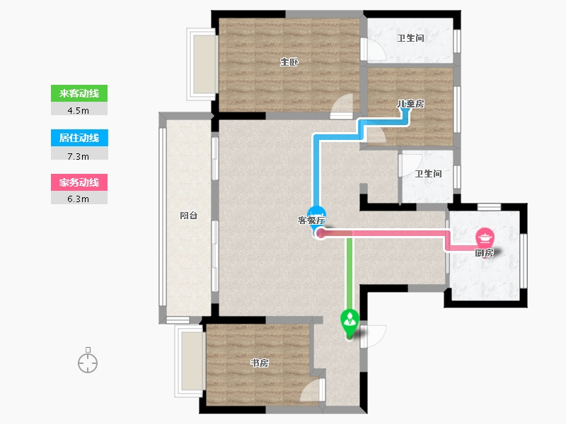 陕西省-咸阳市-华泰西苑-126.00-户型库-动静线