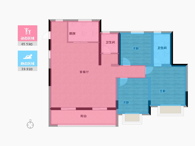 浙江省-金华市-都会文澜-94.40-户型库-动静分区