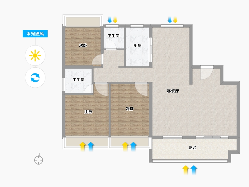 安徽省-亳州市-皖新原筑-117.00-户型库-采光通风