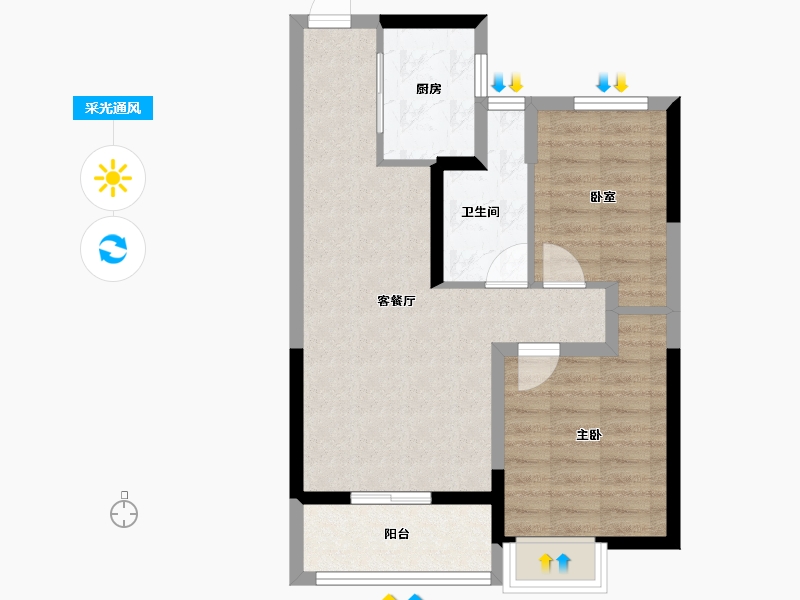 浙江省-金华市-都会文澜-60.79-户型库-采光通风