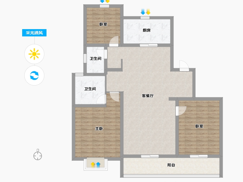 山东省-潍坊市-和園-115.84-户型库-采光通风