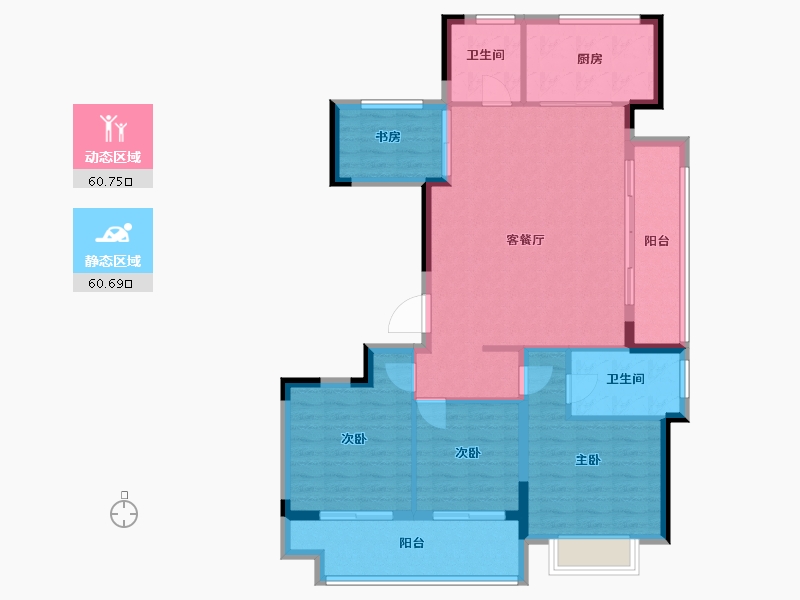 浙江省-绍兴市-鉴湖南院-110.33-户型库-动静分区