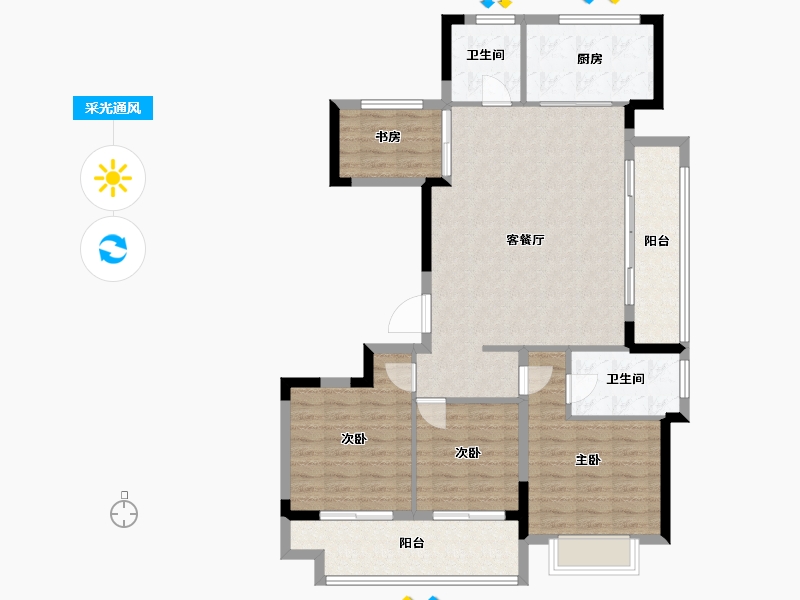 浙江省-绍兴市-鉴湖南院-110.33-户型库-采光通风