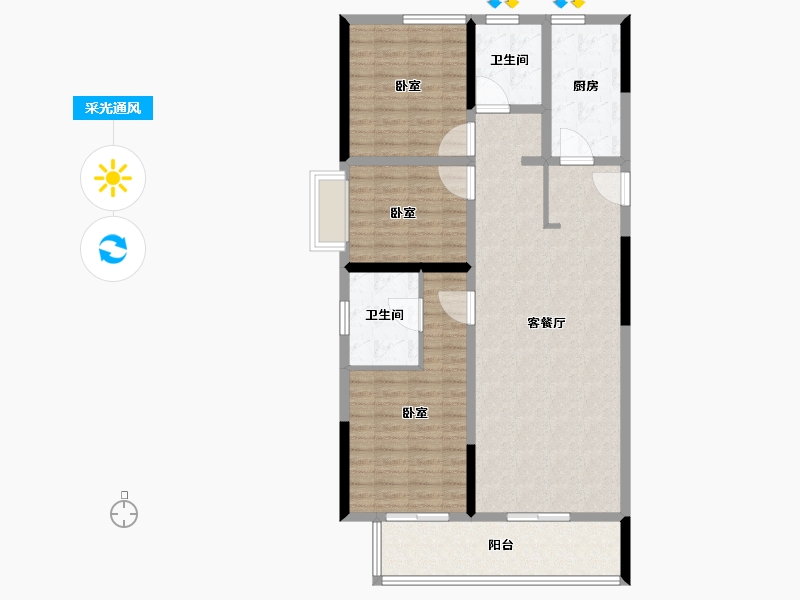 河南省-郑州市-鑫苑·悦府-110.01-户型库-采光通风