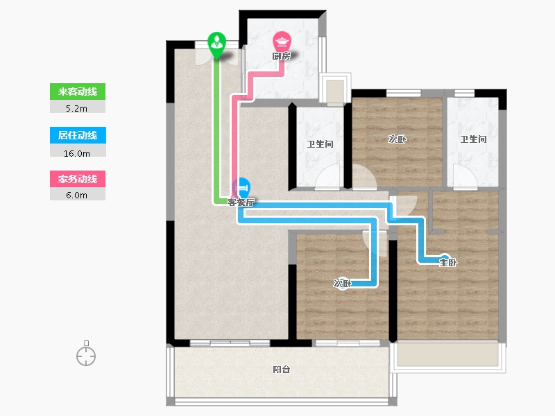 江苏省-苏州市-南山观枫四季花园-96.57-户型库-动静线