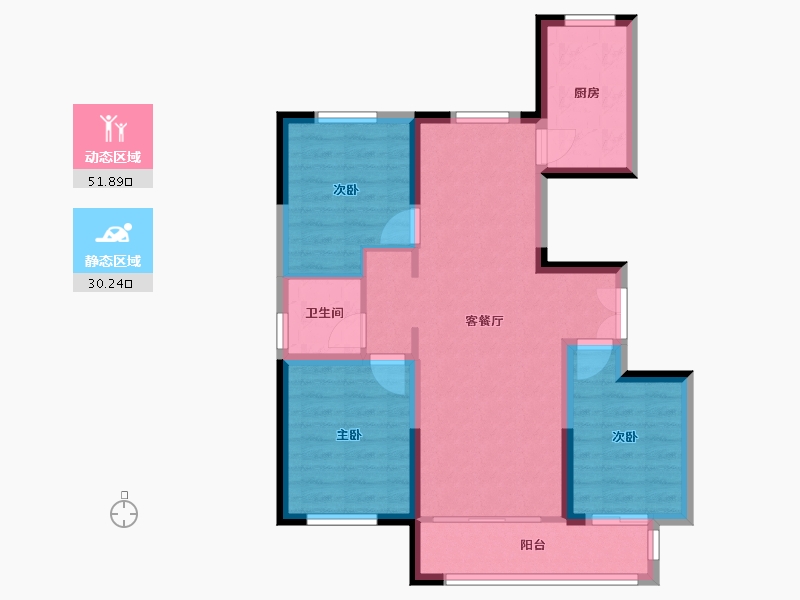 宁夏回族自治区-银川市-宁夏中房花语轩-90.00-户型库-动静分区