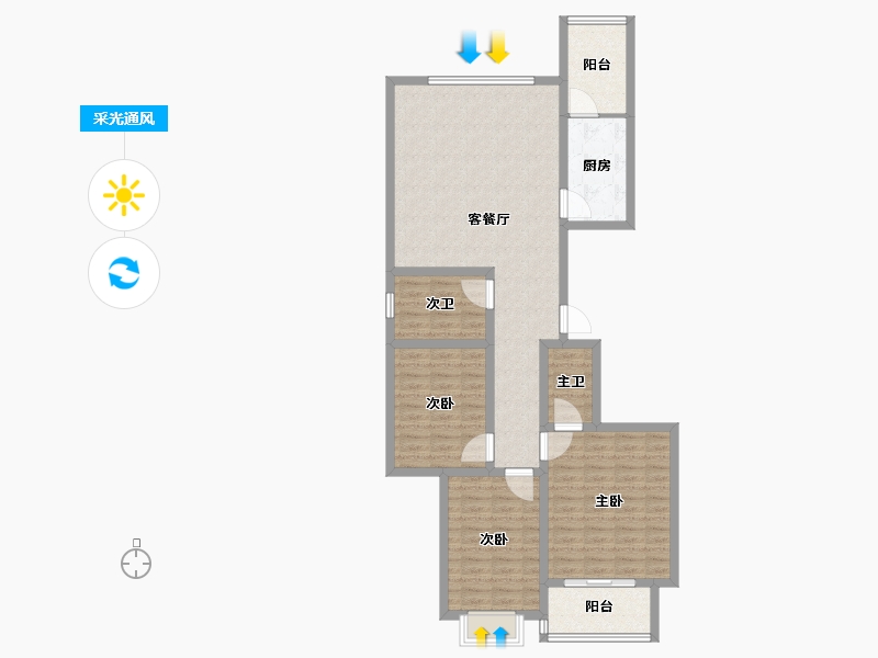 山西省-太原市-晋阳·五隆府-106.03-户型库-采光通风