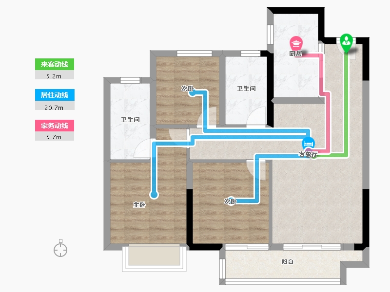 浙江省-宁波市-北辰香麓湾-76.00-户型库-动静线