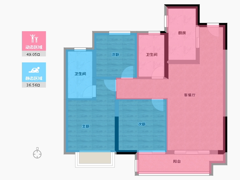 浙江省-宁波市-北辰香麓湾-76.00-户型库-动静分区