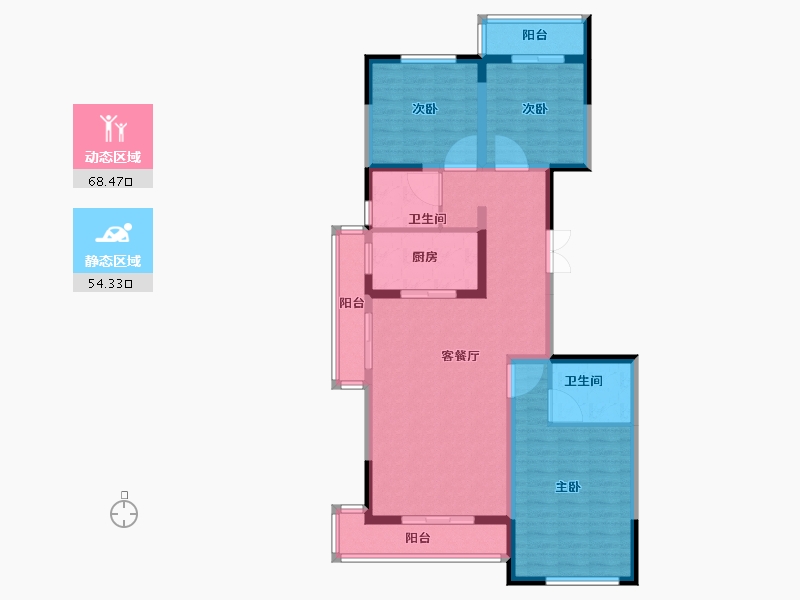 陕西省-西安市-群贤道九号-109.60-户型库-动静分区