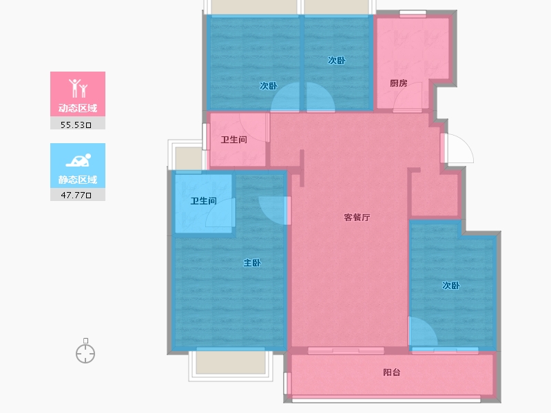 江苏省-苏州市-金地自在春晓-92.81-户型库-动静分区