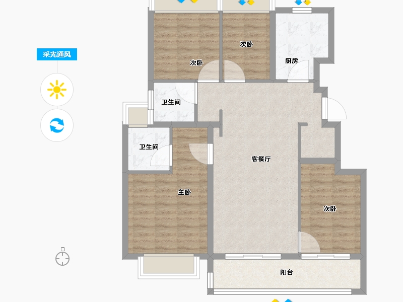 江苏省-苏州市-金地自在春晓-92.81-户型库-采光通风