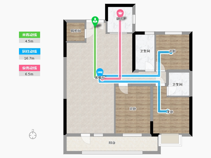 辽宁省-丹东市-水岸澜庭-100.00-户型库-动静线