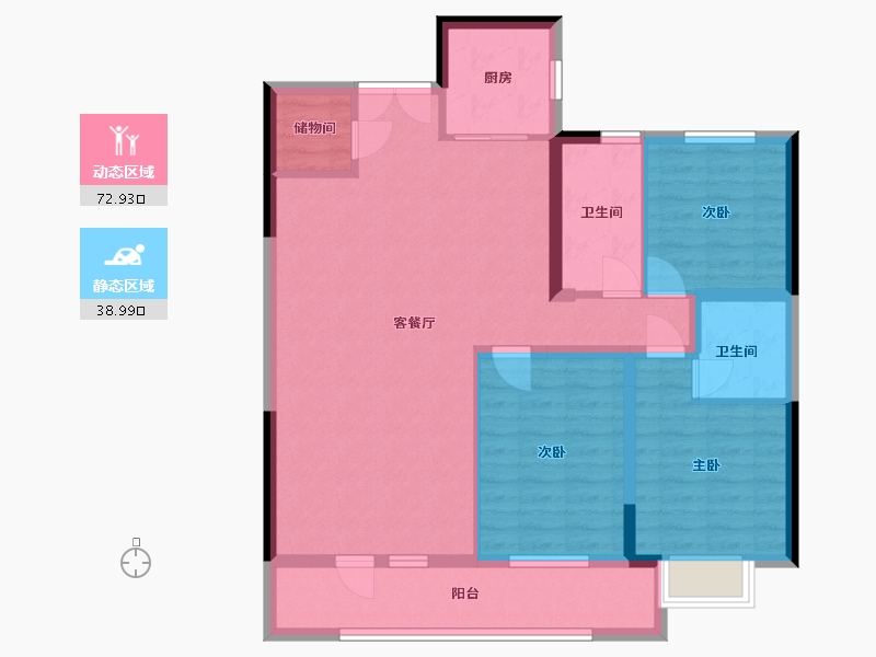 辽宁省-丹东市-水岸澜庭-100.00-户型库-动静分区