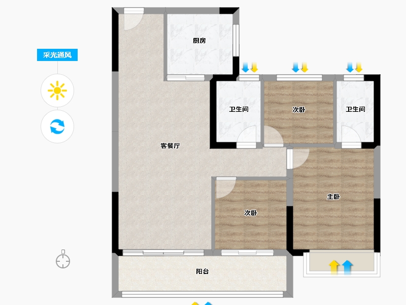 浙江省-湖州市-碧桂园云望里-86.21-户型库-采光通风