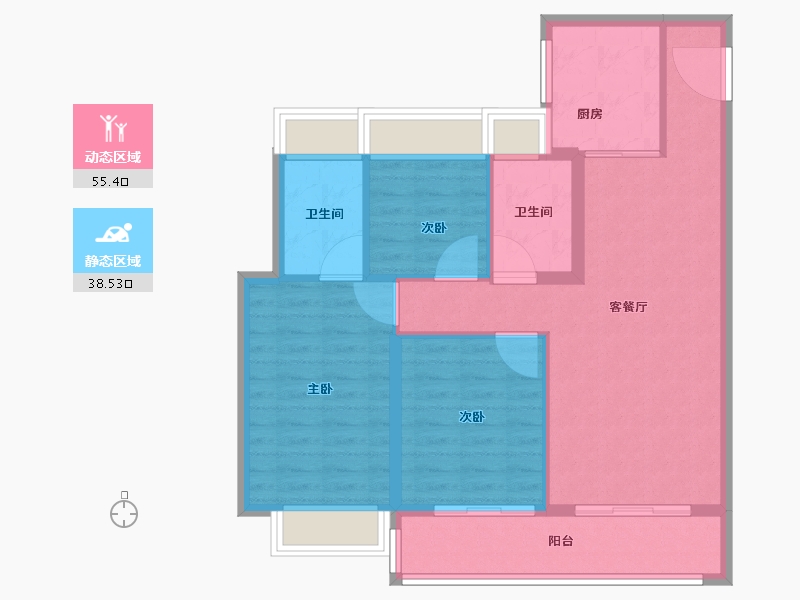 江苏省-苏州市-金地自在春晓-84.80-户型库-动静分区