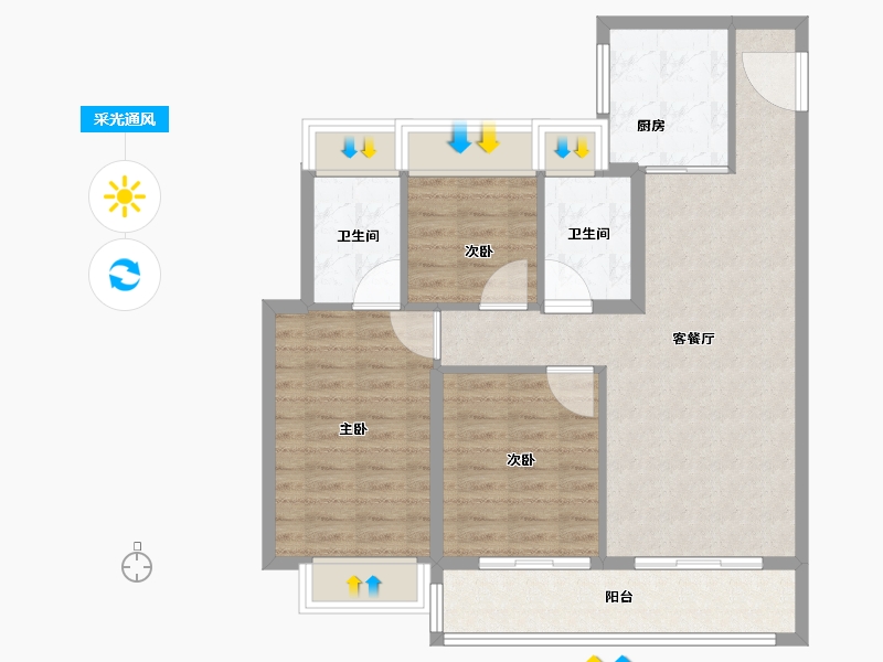 江苏省-苏州市-金地自在春晓-84.80-户型库-采光通风