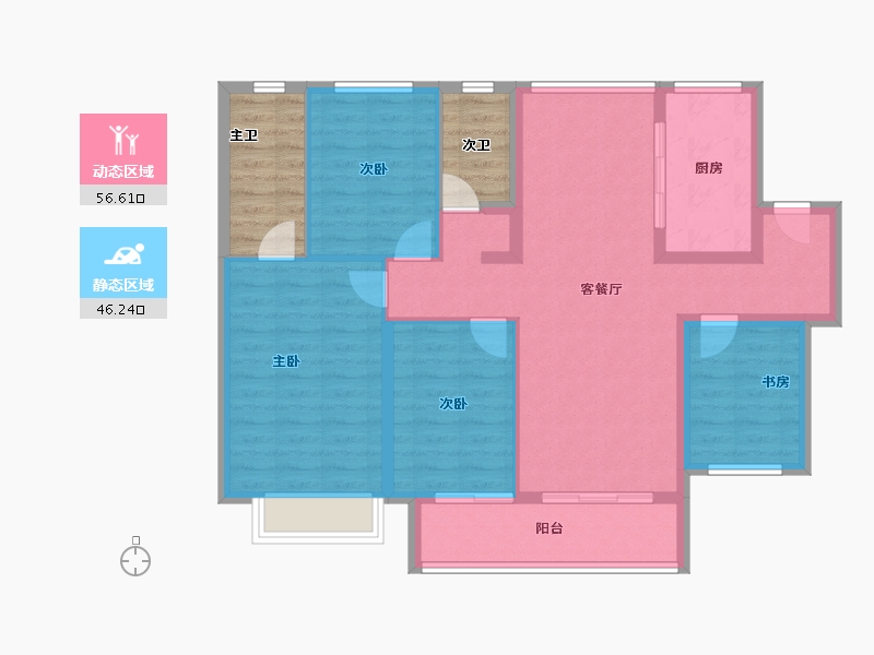 广东省-佛山市-万科璞悦山-101.73-户型库-动静分区