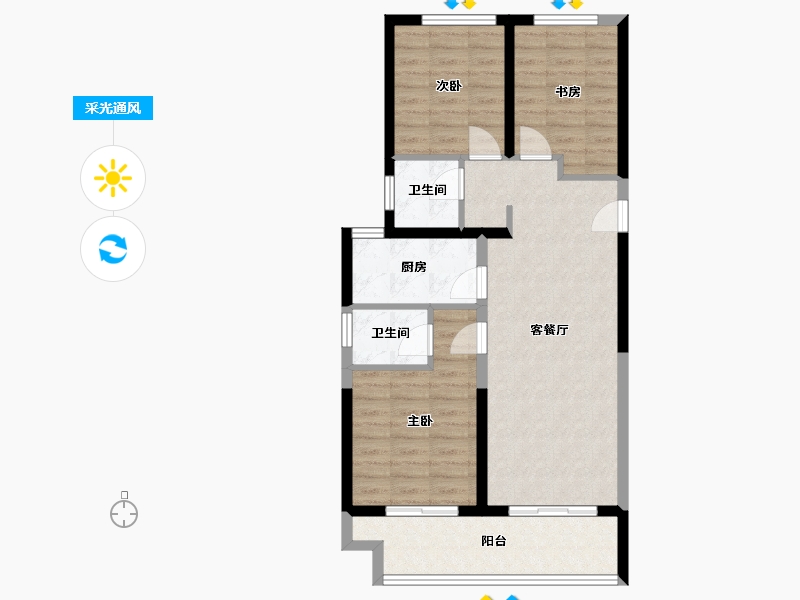 河南省-郑州市-朗悦公园府-77.96-户型库-采光通风