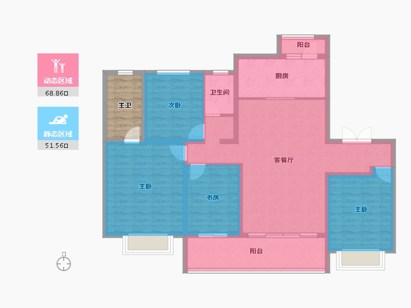 四川省-成都市-旭辉广场住宅-113.60-户型库-动静分区