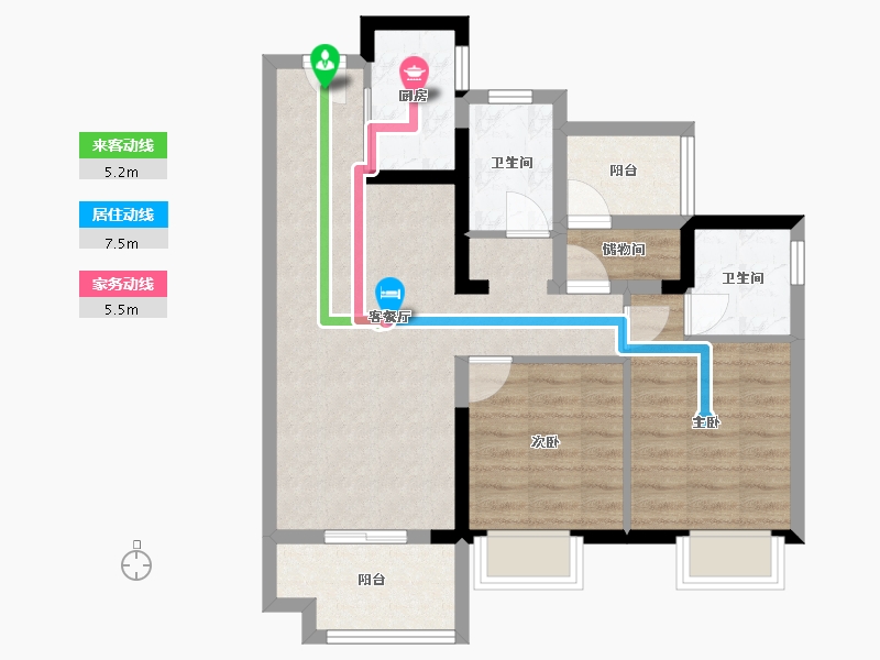 广东省-肇庆市-​世茂滨江壹号-70.57-户型库-动静线