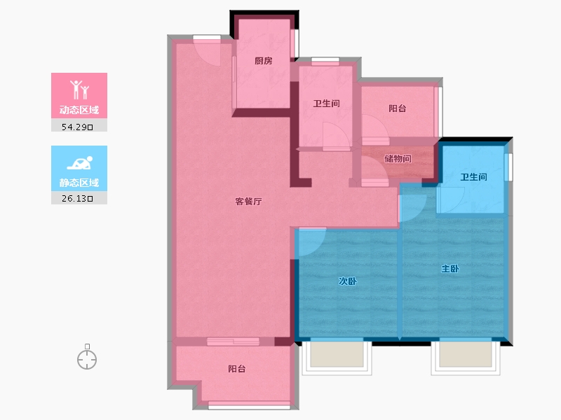 广东省-肇庆市-​世茂滨江壹号-70.57-户型库-动静分区