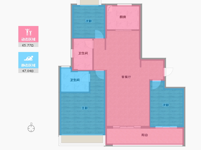 江苏省-苏州市-龙湖首开湖西星辰-102.00-户型库-动静分区