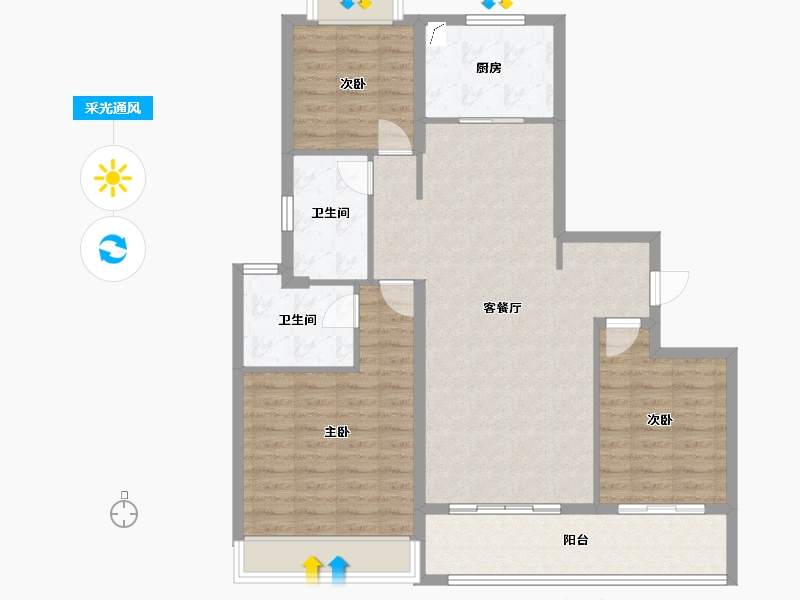 江苏省-苏州市-龙湖首开湖西星辰-102.00-户型库-采光通风