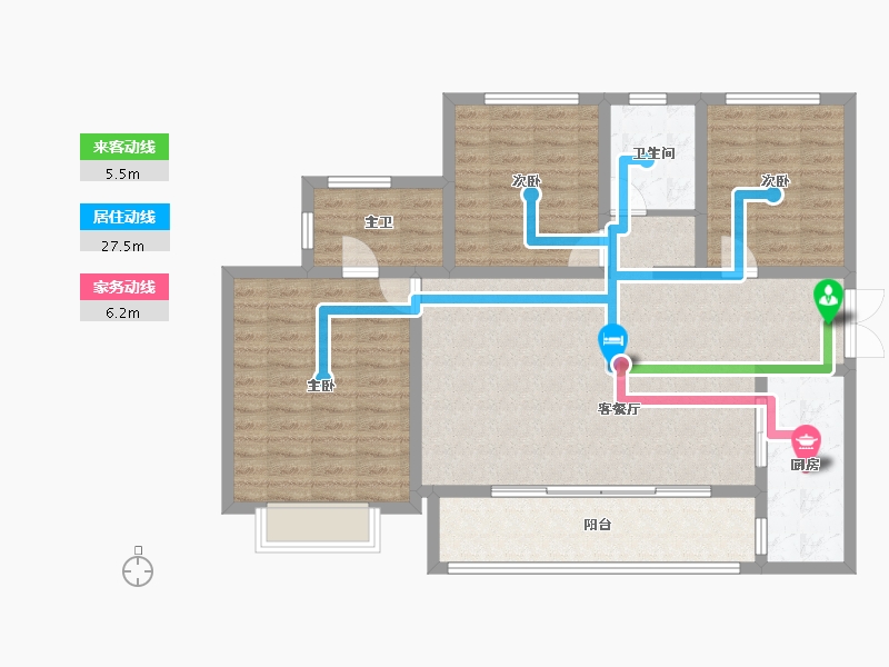 四川省-成都市-旭辉广场住宅-106.64-户型库-动静线