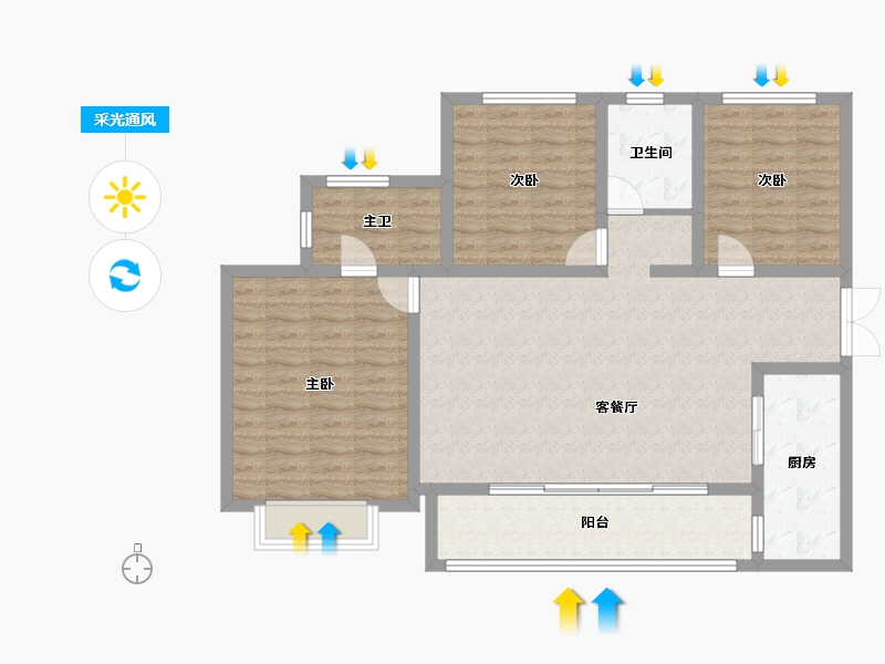 四川省-成都市-旭辉广场住宅-106.64-户型库-采光通风