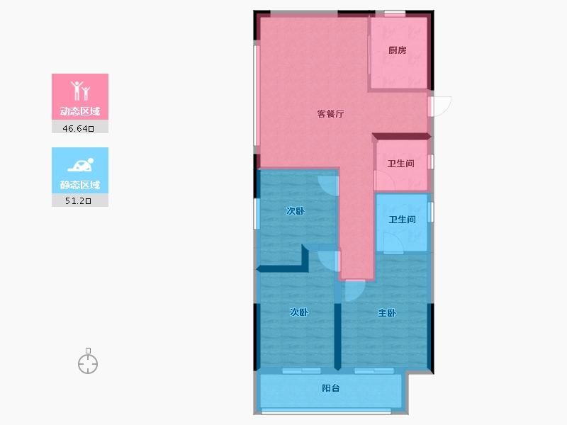 浙江省-金华市-美的云潮府-88.00-户型库-动静分区