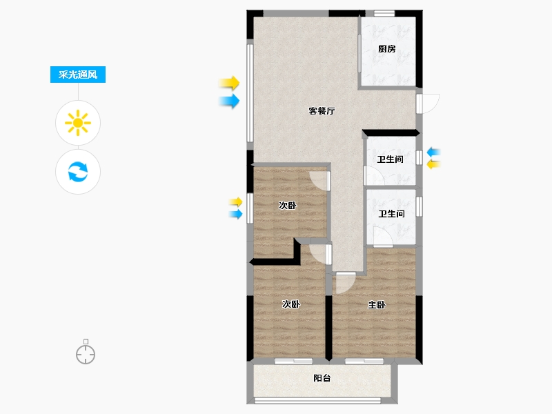 浙江省-金华市-美的云潮府-88.00-户型库-采光通风