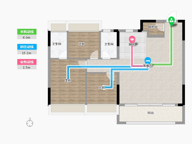 江苏省-苏州市-滨江东原印江澜-100.58-户型库-动静线