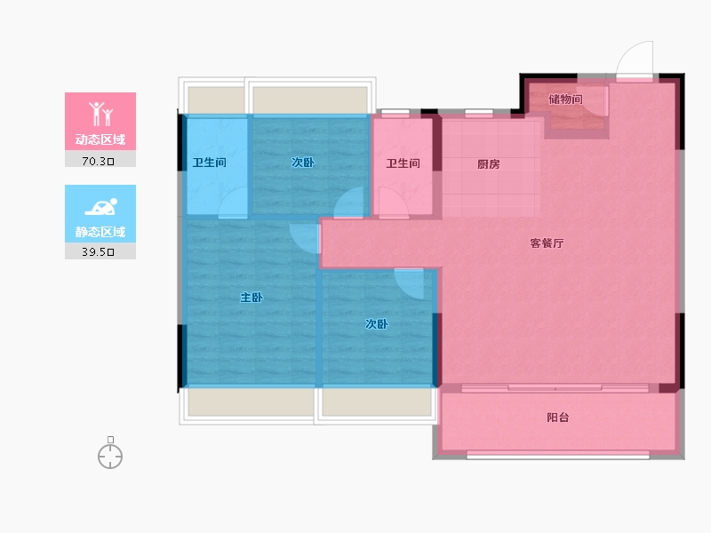 江苏省-苏州市-滨江东原印江澜-100.58-户型库-动静分区