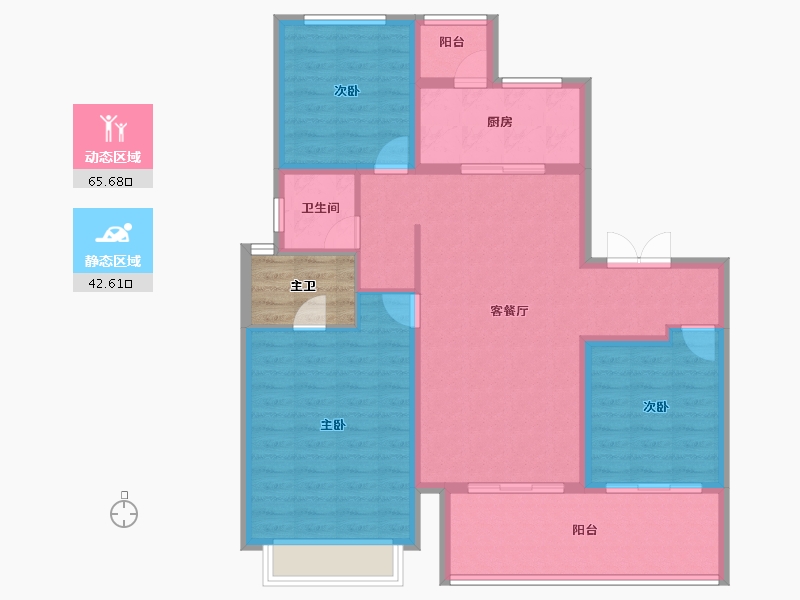 四川省-成都市-旭辉广场住宅-101.60-户型库-动静分区