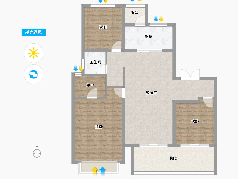 四川省-成都市-旭辉广场住宅-101.60-户型库-采光通风