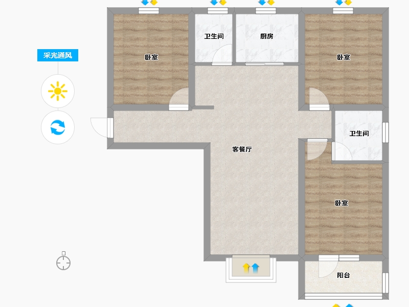 河北省-石家庄市-常山荣盛华府-82.50-户型库-采光通风