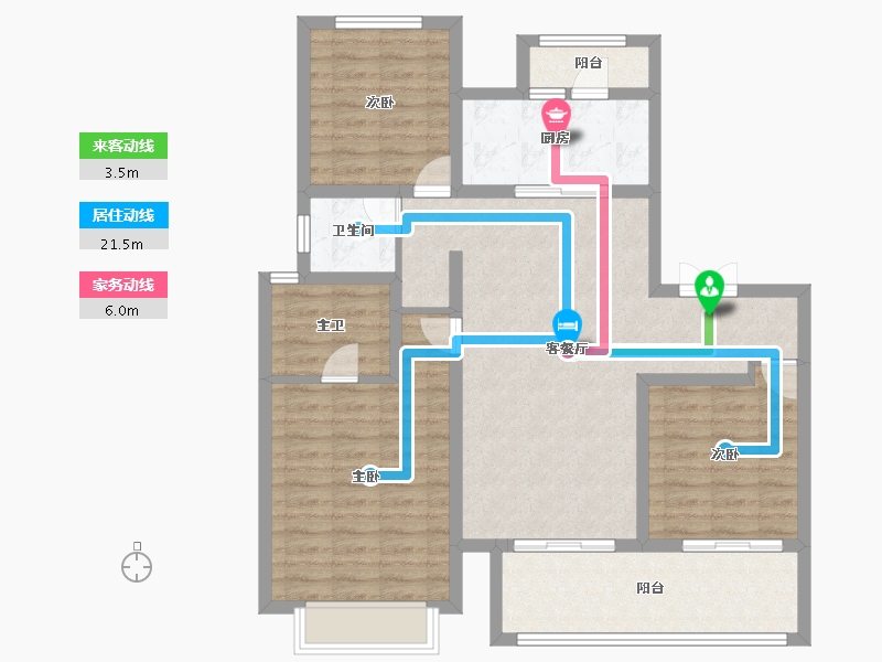 四川省-成都市-旭辉广场住宅-98.40-户型库-动静线