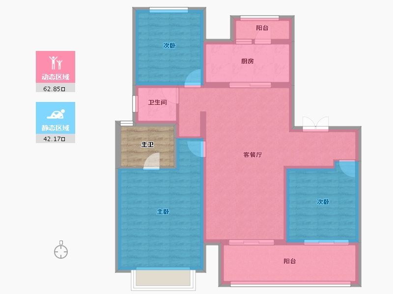 四川省-成都市-旭辉广场住宅-98.40-户型库-动静分区