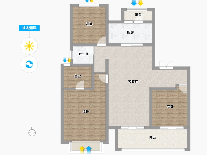 四川省-成都市-旭辉广场住宅-98.40-户型库-采光通风