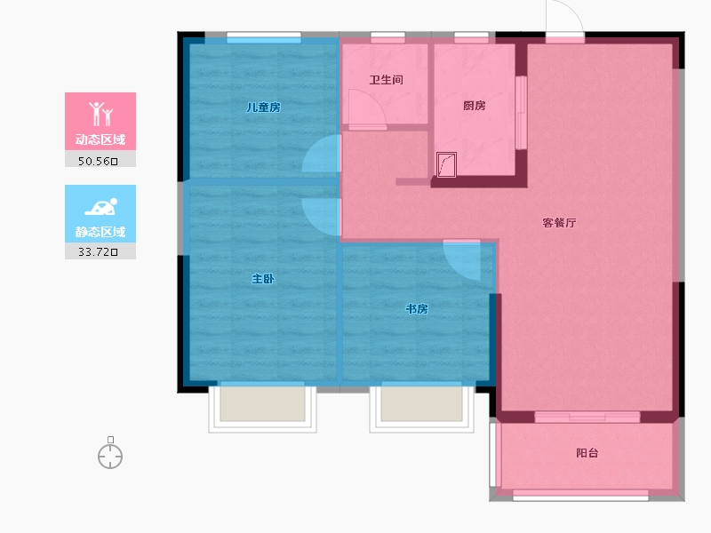 湖北省-武汉市-南益名悦华府-76.00-户型库-动静分区