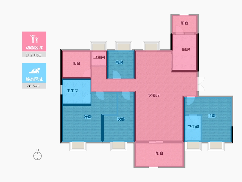 广东省-珠海市-碧桂园·华发滨海天际-164.05-户型库-动静分区