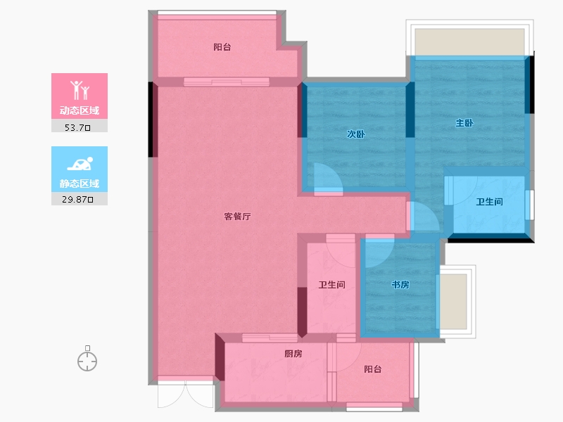 重庆-重庆市-海成金科印江府-72.94-户型库-动静分区