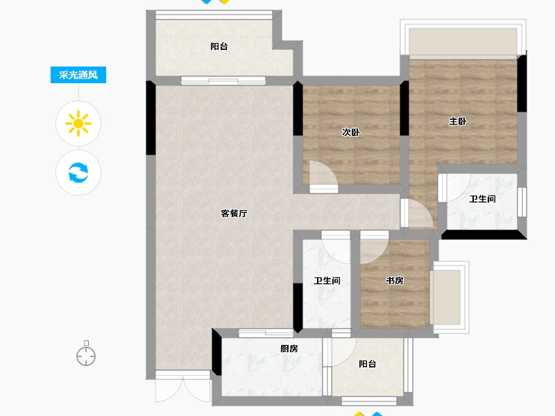 重庆-重庆市-海成金科印江府-72.94-户型库-采光通风