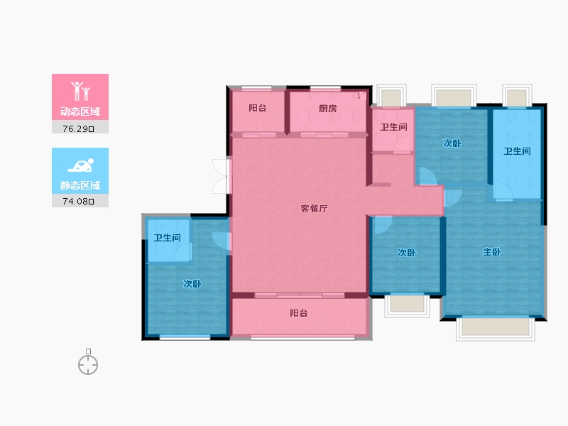 云南省-昆明市-安宁万达中央公园-136.01-户型库-动静分区