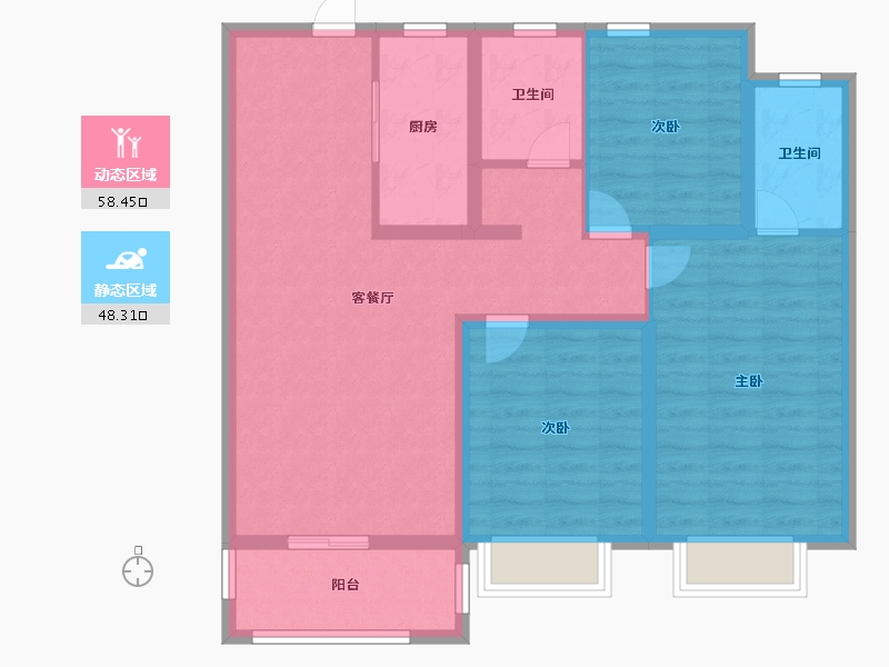 河南省-郑州市-华瑞·紫金嘉苑-95.20-户型库-动静分区