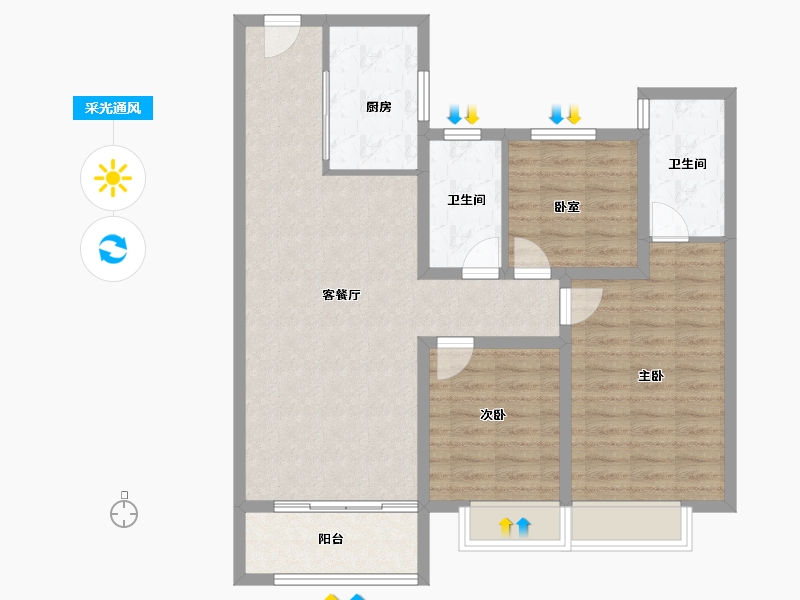 山东省-济南市-高铁熙水台-92.54-户型库-采光通风