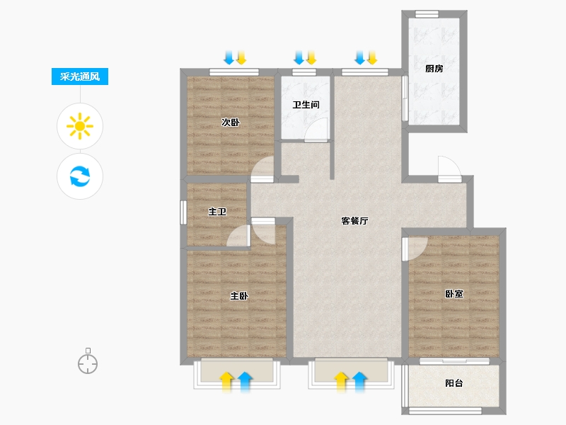 河北省-衡水市-滨湖书香雅居-99.97-户型库-采光通风